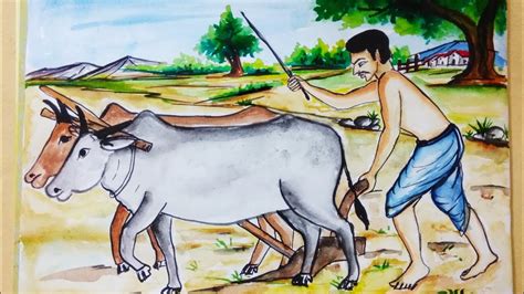 Download 40 Indian Farmer Painting Village Agriculture Drawing