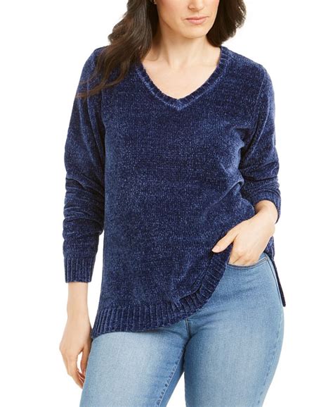 Karen Scott Petite Chenille V Neck Sweater Created For Macys