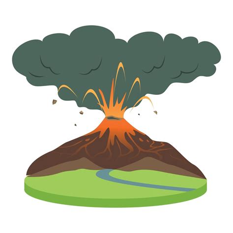 Volcano Eruption In Rural Area Cartoon Vector Illustration 2523948