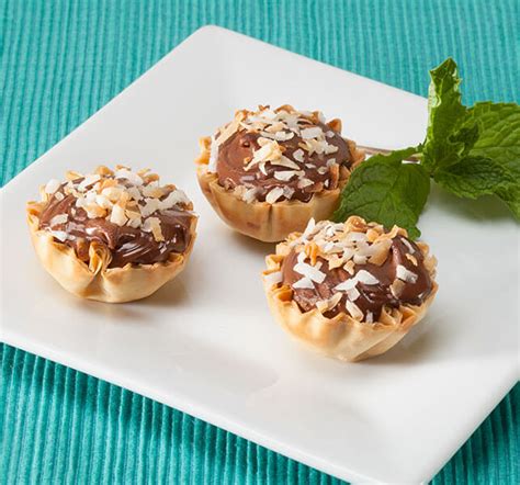 Filo dough is an essential part of greek cooking. Athens Foods | Nutella and Coconut Phyllo Tarts - Athens Foods