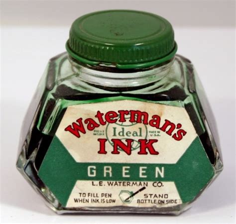 Waterman Green Ink Bottle V0777 Usa Vintage Waterman Pens