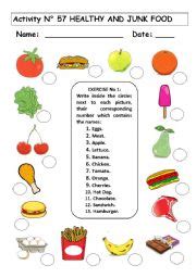 Check spelling or type a new query. HEALTHY AND JUNK FOOD - ESL worksheet by andresdomingo