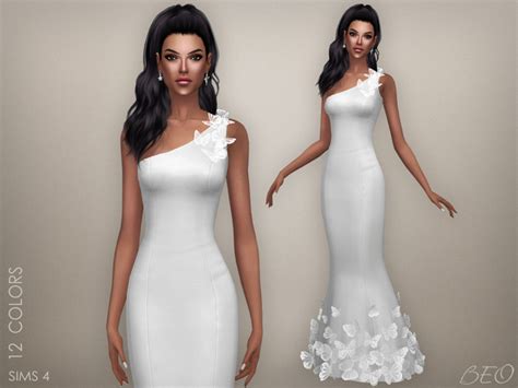 Sims 4 Ccs The Best Butterflies Wedding Dress By Beo