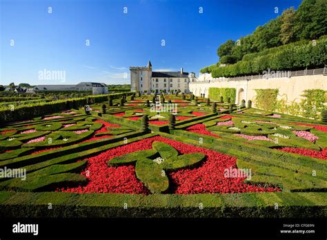 France Gardens Of Villandry Castle In The Foreground The Garden Of