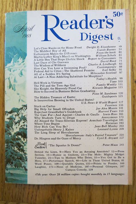 Readers Digest Magazine April 1968 By Magazine Readers Digest