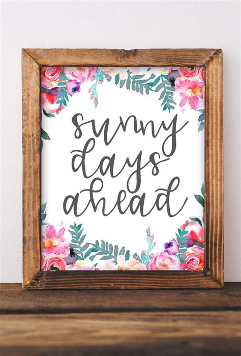 Sunny Days Ahead Inspirational Printable Wall Art T For Etsy