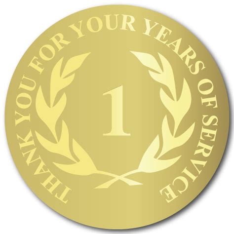 1 Year Of Service Foil Stamped Award Labels