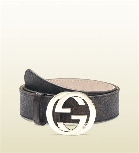 Gucci Gg Supreme Canvas Belt With Interlocking G Buckle In Black For