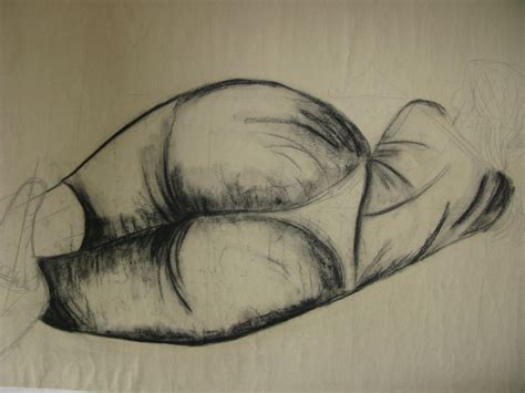 An Original Life Drawing Of The Female Form Using Pencil And