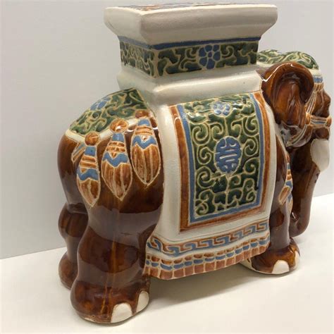 Mother elephants touch their babies gently with their trunks. Gorgeous Vintage Hollywood Regency Chinese Elephant Garden ...