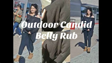 Candid Outdoor Pregnant Belly Rub Of A Cute Mom To Be And Her Huge