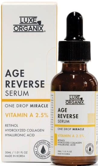 Luxe Organix Age Reverse Serum Vitamin A 25 Ingredients Explained