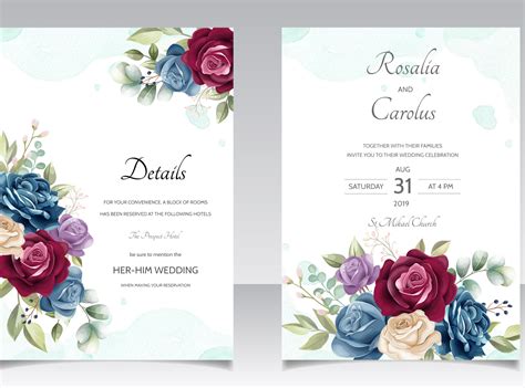 Beautiful Floral Wreath Wedding Invitation Card Template By Dino Mikael