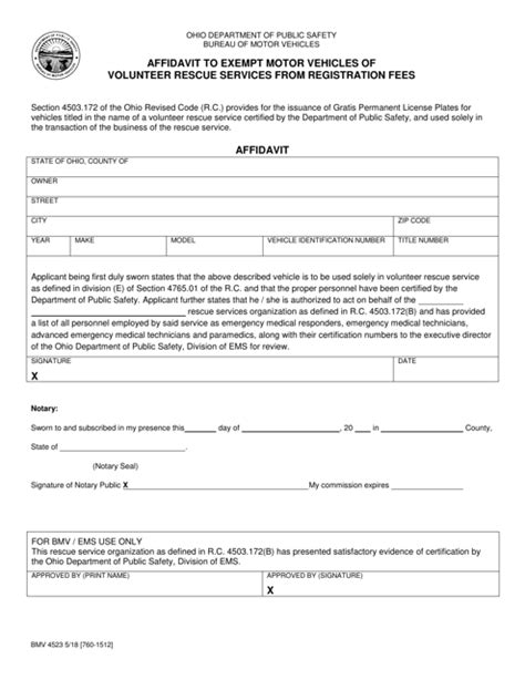Form Bmv4523 Fill Out Sign Online And Download Printable Pdf Ohio