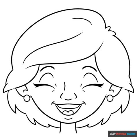 Laughing Face Coloring Page Easy Drawing Guides