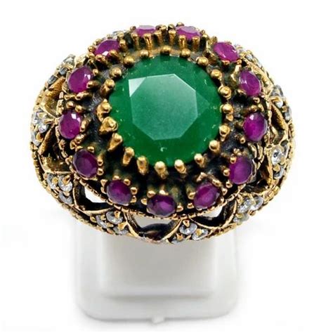 Turkish Emerald Ruby Ring At Rs 2000 Gemstone Cabochon Rings In