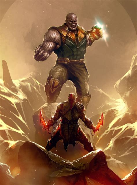 Artstation Thanos Vs Kratos ömer Tunç Kratos God Of War God Of