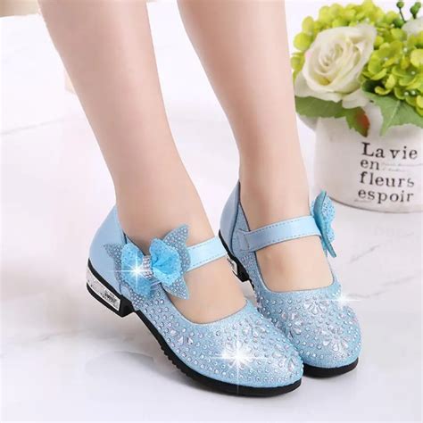 Fashion Girls Kids Shoes Rhinestone Glitter Leather Shoes For Girls