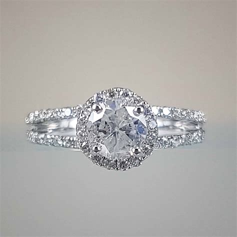 12 Carat Round Brilliant Diamond Halo Engagement Ring W Split Shank