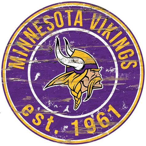 Minnesota Vikings Distressed 24 X 24 Round Wall Art Minnesota