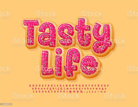 Vector Delicious Emblem Tasty Life Sweet Alphabet Letters Numbers And