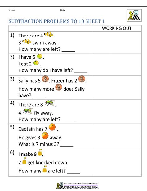 1st Grade Math Word Problems Printable Tutorial Worksheet