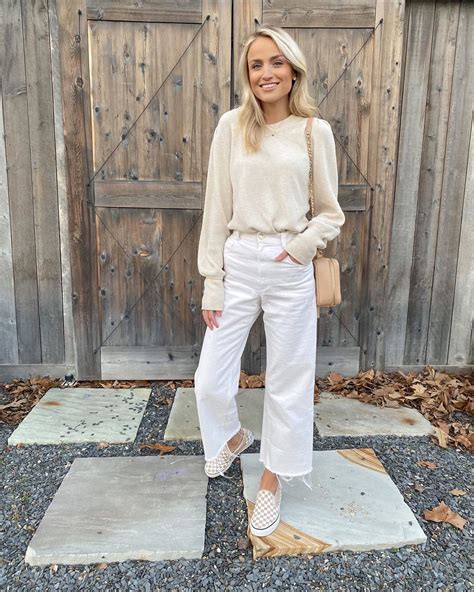 jeans cropped jeans white jeans wide leg pants white sweater sneakers wheretoget