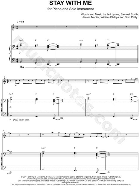 Sam Smith Stay With Me Piano Accompaniment Sheet Music
