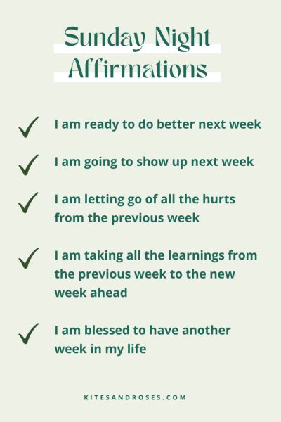 39 Sunday Affirmations For Self Care Motivation Kites And Roses