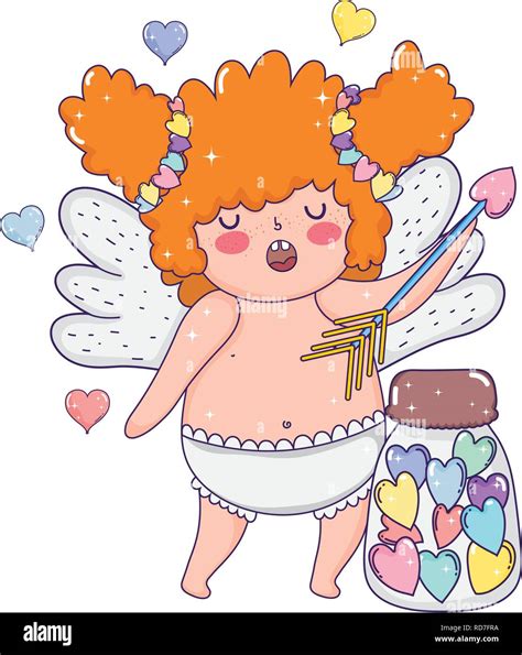 Cute Cupid Chubby Girl With Arrow Stock Vector Image And Art Alamy