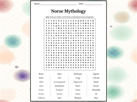 Norse Mythology Word Search Puzzle Worksheet Activity Teaching Resources