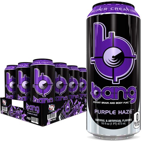 12 Cans Bang Purple Haze Energy Drink With Super Creatine 16 Fl Oz
