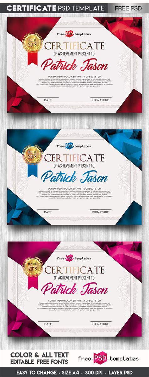 Free Certificate Template In Psd Behance