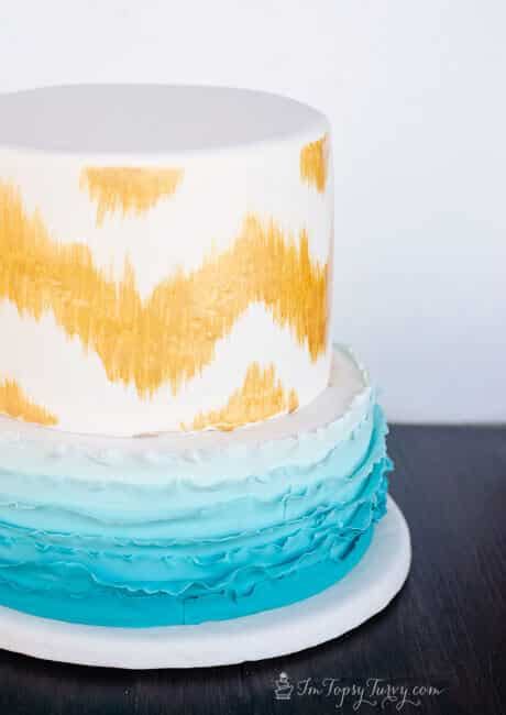 Gold Hand Painted And Ombre Ruffle Birthday Cake Ashlee Marie Real