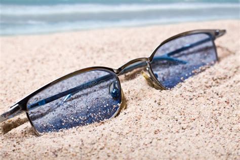 Glasses In Sand Stock Photo Image Of Ocean Beach Space 4389562