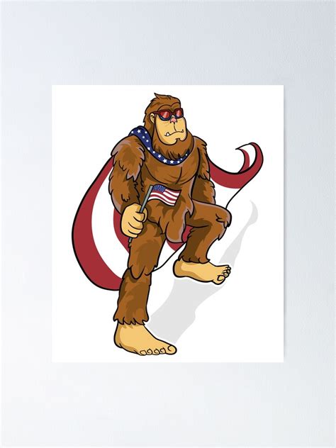 Bigfoot 4th Of July Sasquatch Patriotic American Flag Superhero T