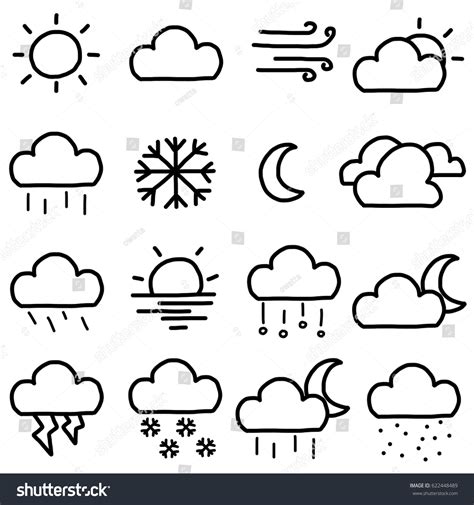 Weather Symbols Icons Set Cartoon Vector Stock Vector Royalty Free