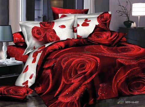 High Quality Red Rose With Dewdrop New Comforter Bedding Sets D Bed