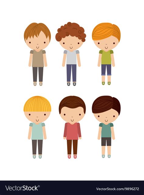 Group Of Boys Icon Kid And Cute People Design Vector Image