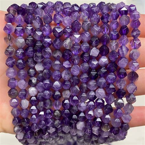 Natural Amethyst Beads Grade Aaa Faceted Star Cut Gemstone Etsy