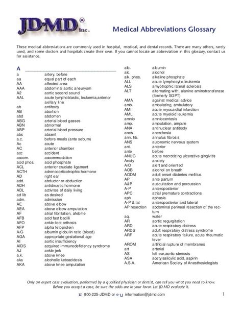 Medical Abbreviations Glossary Medical Knowledge Medical Terminology
