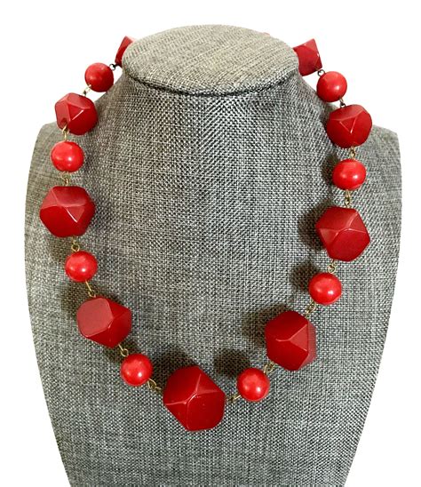 Art Deco Red Bakelite Bead Necklace Faceted Bakelite Beads Etsy
