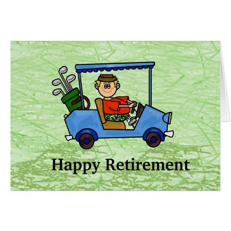 Cartoon Golfer In Cart Retirement Card Zazzle