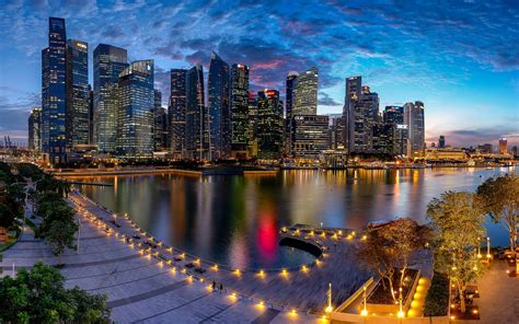 Wallpaper Marina Bay Singapore City Night Lights 1920x1200 Hd