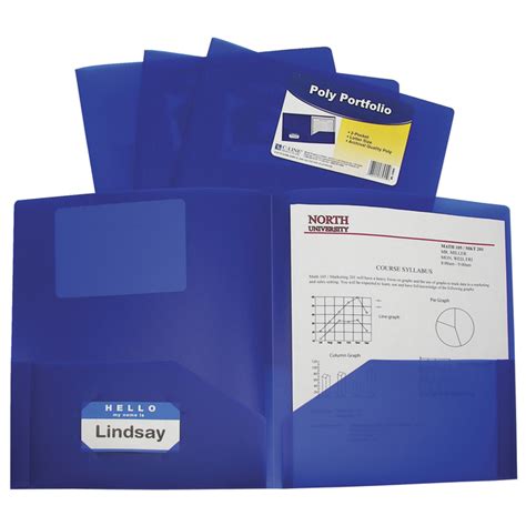 C Line Poly 2 Pocket Portfolio Folder Letter Size Blue Pack Of 25