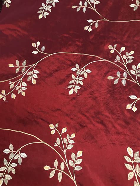 New Sale 100 Silk Dupioni Taffeta Embroidered Floral Motif Fabric