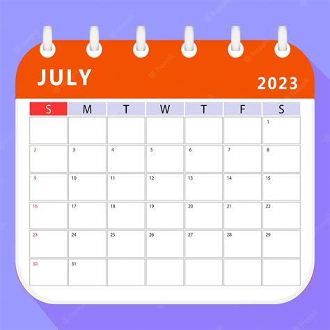 Premium Vector July 2023 Calendar Planner Template Vector Design