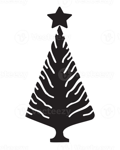 Christmas Tree Black And White Illustration Christmas Tree Png With