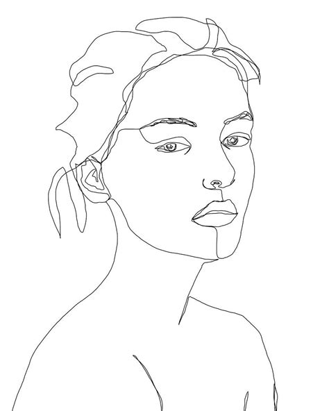 One Line Face Drawing Minimal Linedrawing Blackandwhite Pen