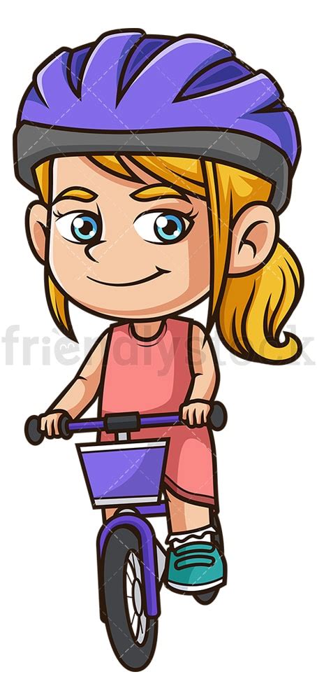 caucasian girl riding bicycle cartoon clipart vector friendlystock